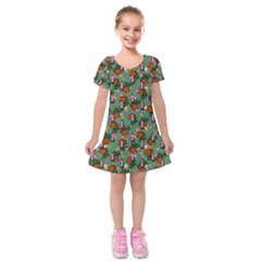 Fiola Pattern Green Kids  Short Sleeve Velvet Dress by snowwhitegirl