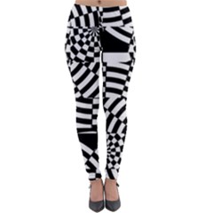 Black And White Crazy Pattern Lightweight Velour Leggings by Sobalvarro