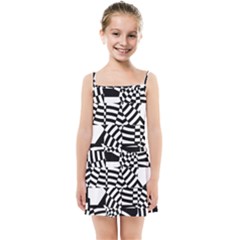 Black And White Crazy Pattern Kids  Summer Sun Dress by Sobalvarro