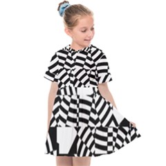 Black And White Crazy Pattern Kids  Sailor Dress by Sobalvarro