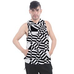 Black And White Crazy Pattern Men s Sleeveless Hoodie by Sobalvarro