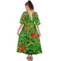 Red Flowers And Green Plants At Outdoor Garden Kimono Sleeve Boho Dress View2