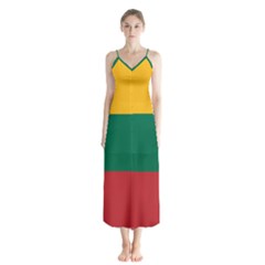 Lithuania Flag Button Up Chiffon Maxi Dress by FlagGallery