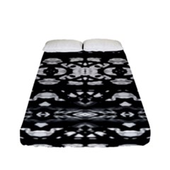 Black And White Modern Ornate Stripes Design Fitted Sheet (full/ Double Size) by dflcprintsclothing