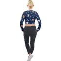 Cute Astronaut Cat With Star Galaxy Elements Seamless Pattern Long Sleeve Cropped Velvet Jacket View2