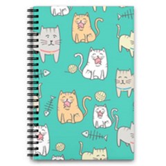 Seamless Pattern Cute Cat Cartoon With Hand Drawn Style 5 5  X 8 5  Notebook by Vaneshart