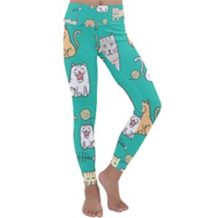 Seamless Pattern Cute Cat Cartoon With Hand Drawn Style Kids  Lightweight Velour Classic Yoga Leggings by Vaneshart