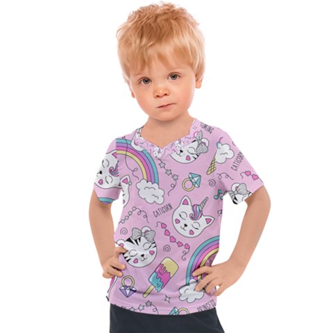 Beautiful Cute Animals Pattern Pink Kids  Sports Tee by Vaneshart