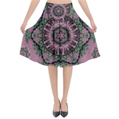 Sakura Wreath And Cherry Blossoms In Harmony Flared Midi Skirt by pepitasart