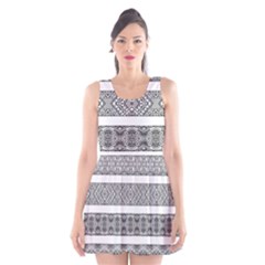 Borders Ikat Ethnic Frame Tribal Scoop Neck Skater Dress by Wegoenart