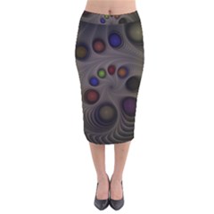 Fractal Fantasy Abstract Pattern Velvet Midi Pencil Skirt by Wegoenart