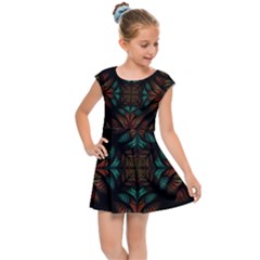 Fractal Fantasy Design Texture Kids  Cap Sleeve Dress by Wegoenart