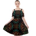 Fractal Fantasy Design Texture Cut Out Shoulders Chiffon Dress View1