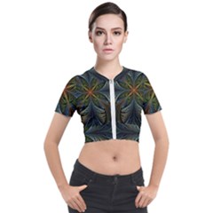 Fractal Art Abstract Pattern Short Sleeve Cropped Jacket by Wegoenart