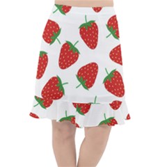 Seamless Pattern Fresh Strawberry Fishtail Chiffon Skirt by Wegoenart