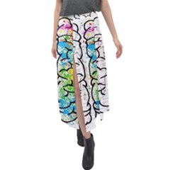 Brain Mind Psychology Idea Drawing Velour Split Maxi Skirt by Wegoenart