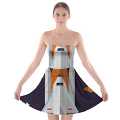 Rocket Space Universe Spaceship Strapless Bra Top Dress by Wegoenart