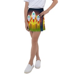 Rocket Take Off Missiles Cosmos Kids  Tennis Skirt by Wegoenart