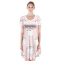 Pattern Pink Cute Sweet Fur Cats Short Sleeve V-neck Flare Dress View1