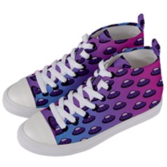 Ufo Alien Pattern Women s Mid-top Canvas Sneakers by Wegoenart