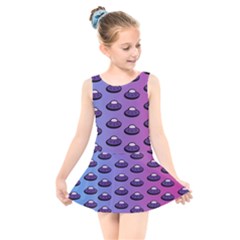 Ufo Alien Pattern Kids  Skater Dress Swimsuit by Wegoenart