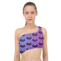 Ufo Alien Pattern Spliced Up Bikini Top  by Wegoenart