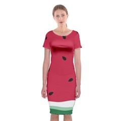 Minimalist Summer Watermelon Wallpaper Classic Short Sleeve Midi Dress by Nexatart