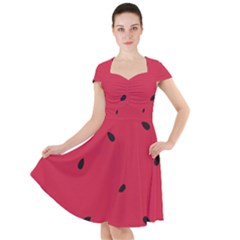 Minimalist Summer Watermelon Wallpaper Cap Sleeve Midi Dress by Nexatart