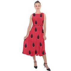 Seamless Watermelon Surface Texture Midi Tie-back Chiffon Dress by Nexatart