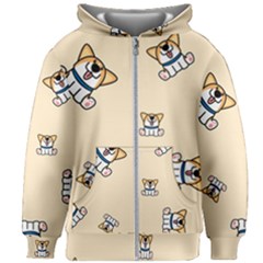 Cute Welsh Corgi Puppy Sitting Seamless Pattern Kids  Zipper Hoodie Without Drawstring by Nexatart