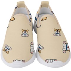 Cute Welsh Corgi Puppy Sitting Seamless Pattern Kids  Slip On Sneakers by Nexatart