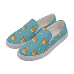 Cute Corgi Dog Face Pattern Women s Canvas Slip Ons by Nexatart