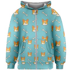 Cute Corgi Dog Face Pattern Kids  Zipper Hoodie Without Drawstring by Nexatart