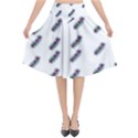 Japan Cherry Blossoms On White Flared Midi Skirt View1