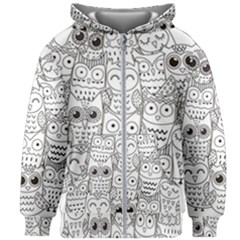 Circle Shape Pattern With Cute Owls Coloring Book Kids  Zipper Hoodie Without Drawstring by Nexatart