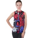 Abstract Grunge Urban Pattern With Monster Character Super Drawing Graffiti Style Vector Illustratio Mock Neck Chiffon Sleeveless Top View1