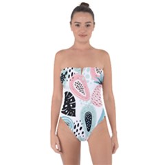 Seamless Pattern With Fruits Tie Back One Piece Swimsuit by Nexatart