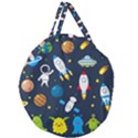 Big Set Cute Astronauts Space Planets Stars Aliens Rockets Ufo Constellations Satellite Moon Rover V Giant Round Zipper Tote View1