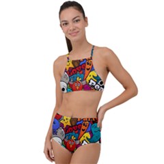 Graffiti Characters Seamless Pattern High Waist Tankini Set by Nexatart