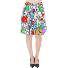 Graffiti Characters Seamless Pattern Velvet High Waist Skirt by Nexatart