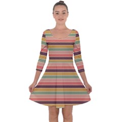 Vintage Stripes Lines Background Quarter Sleeve Skater Dress by Nexatart