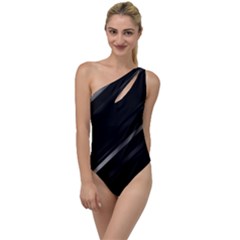 Minimalist Black Linear Abstract Print To One Side Swimsuit by dflcprintsclothing