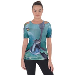 Awesome Seadragon Shoulder Cut Out Short Sleeve Top by FantasyWorld7