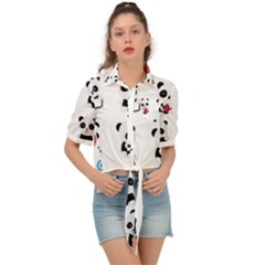 Playing Pandas Cartoons Tie Front Shirt  by Vaneshart