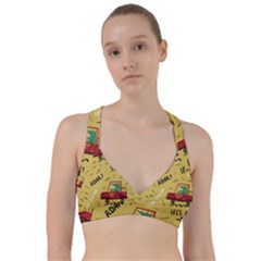 Childish Seamless Pattern With Dino Driver Sweetheart Sports Bra by Vaneshart