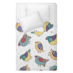 Seamless Pattern With Hand Drawn Bird Black Duvet Cover Double Side (single Size) by Vaneshart