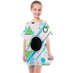 Geometric Shapes Background Kids  One Piece Chiffon Dress by Vaneshart