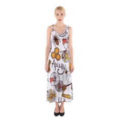 Honey Seamless Pattern Sleeveless Maxi Dress by Vaneshart