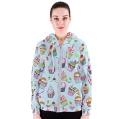 Cupcake Doodle Pattern Women s Zipper Hoodie by Sobalvarro