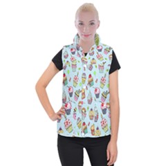 Cupcake Doodle Pattern Women s Button Up Vest by Sobalvarro